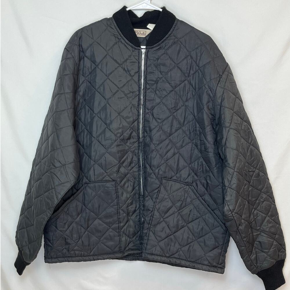 Walls Blizzard Proof Men’s XL Black Quilted Jacket Long Sleeve Zip Front Coat